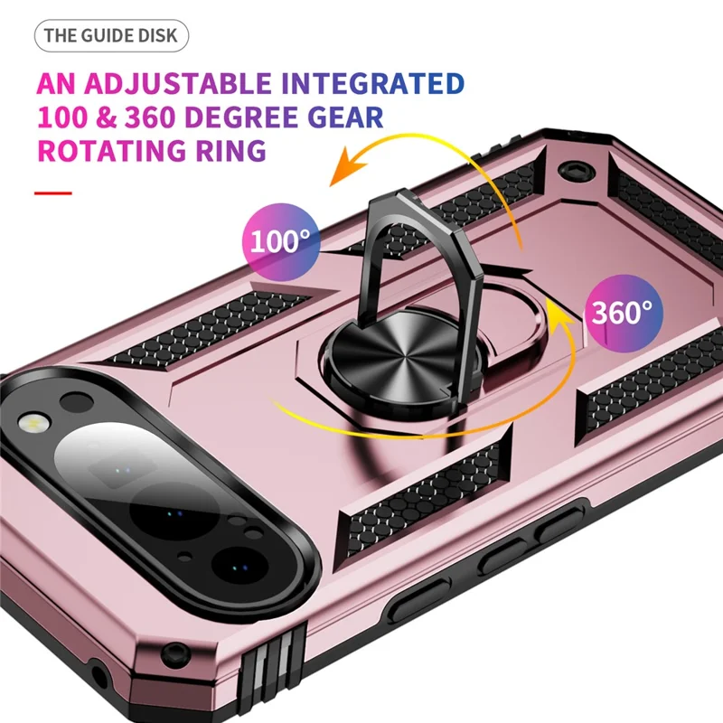Til Google Pixel 9 / Pixel 9 Pro Etui med slidstærkt PC+TPU stativdæksel - Rosenød