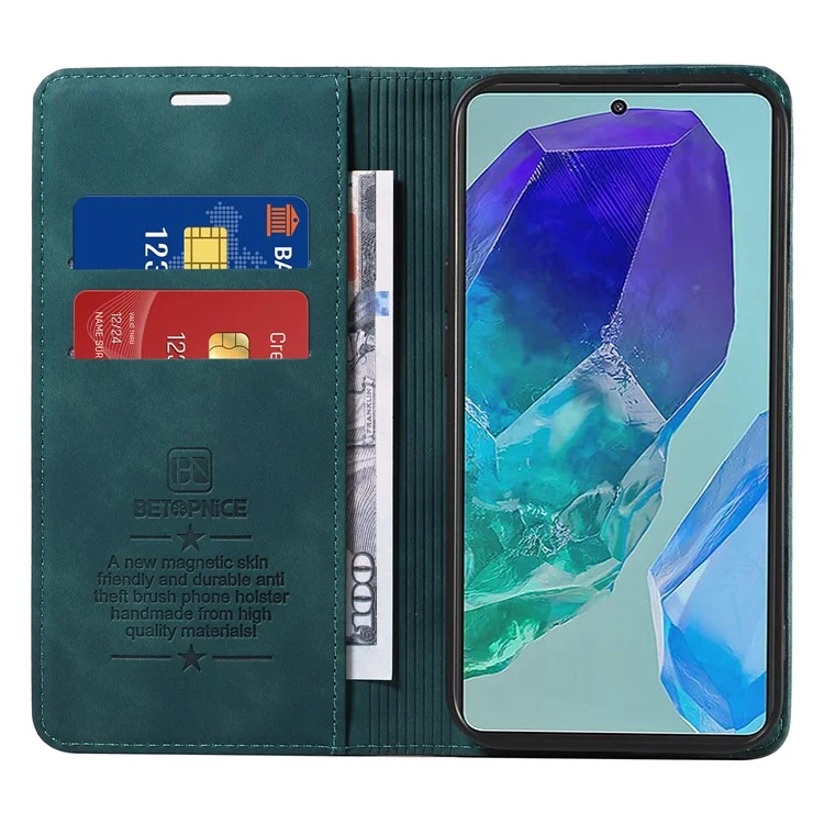 BETOPNICE 003 Para Samsung Galaxy M55 5G / C55 5G / F55 5G Funda Magnética de Cuero con Cierre - Verde