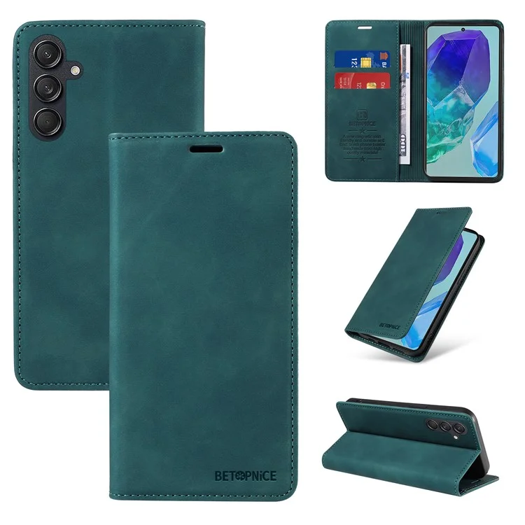 BETOPNICE 003 Para Samsung Galaxy M55 5G / C55 5G / F55 5G Funda Magnética de Cuero con Cierre - Verde