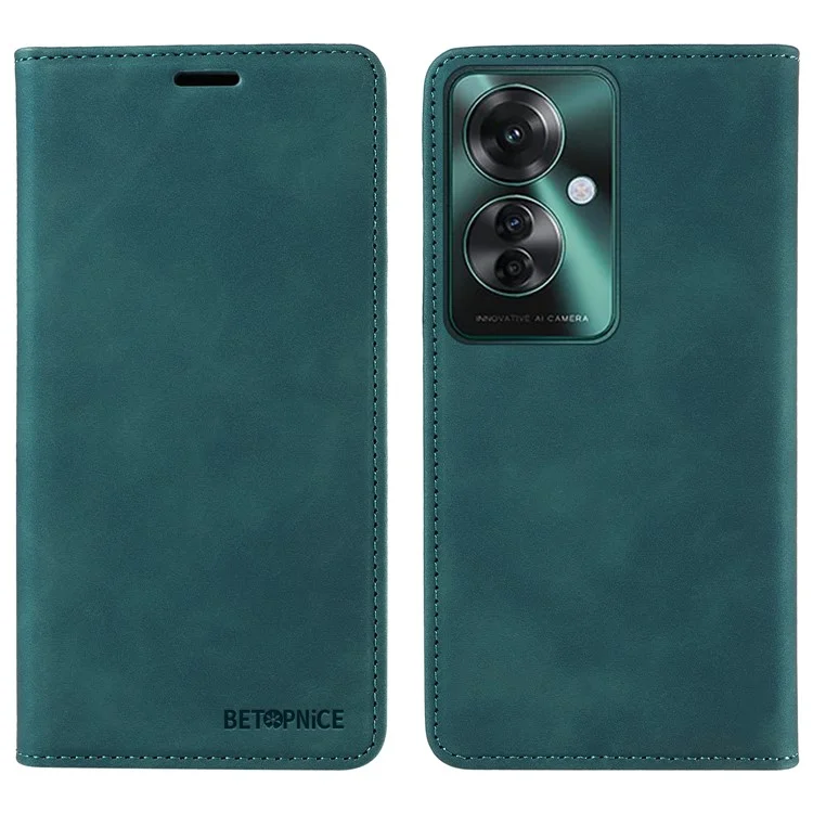 BETOPNICE 003 Per Oppo Reno11 F 5G / F25 Pro 5G Custodia RFID Blocking Pelle+TPU Wallet Phone Protector - Verde