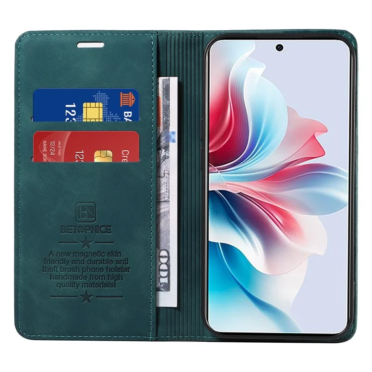 BETOPNICE 003 Per Oppo Reno11 F 5G / F25 Pro 5G Custodia RFID Blocking Pelle+TPU Wallet Phone Protector - Verde