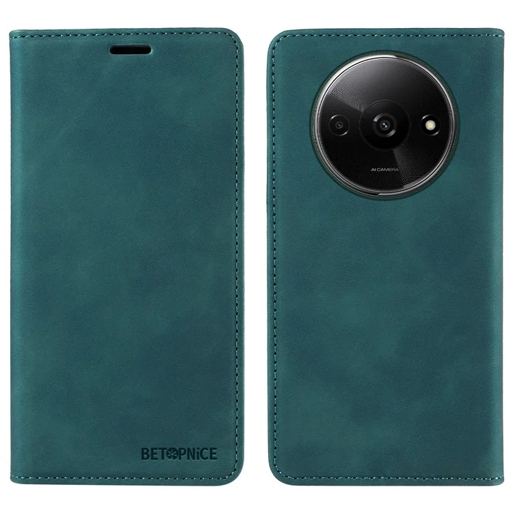 BETOPNICE 003 per Xiaomi Redmi A3 / Poco C61 4G Custodia RFID Blocking Wallet in pelle+TPU Protezione del telefono - Verde