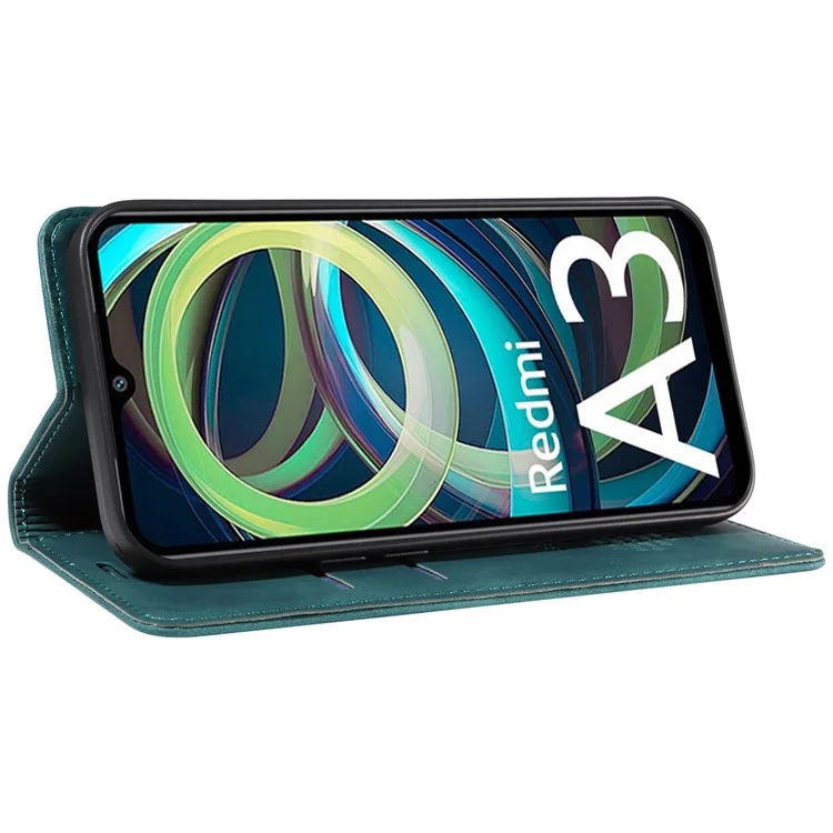 BETOPNICE 003 per Xiaomi Redmi A3 / Poco C61 4G Custodia RFID Blocking Wallet in pelle+TPU Protezione del telefono - Verde