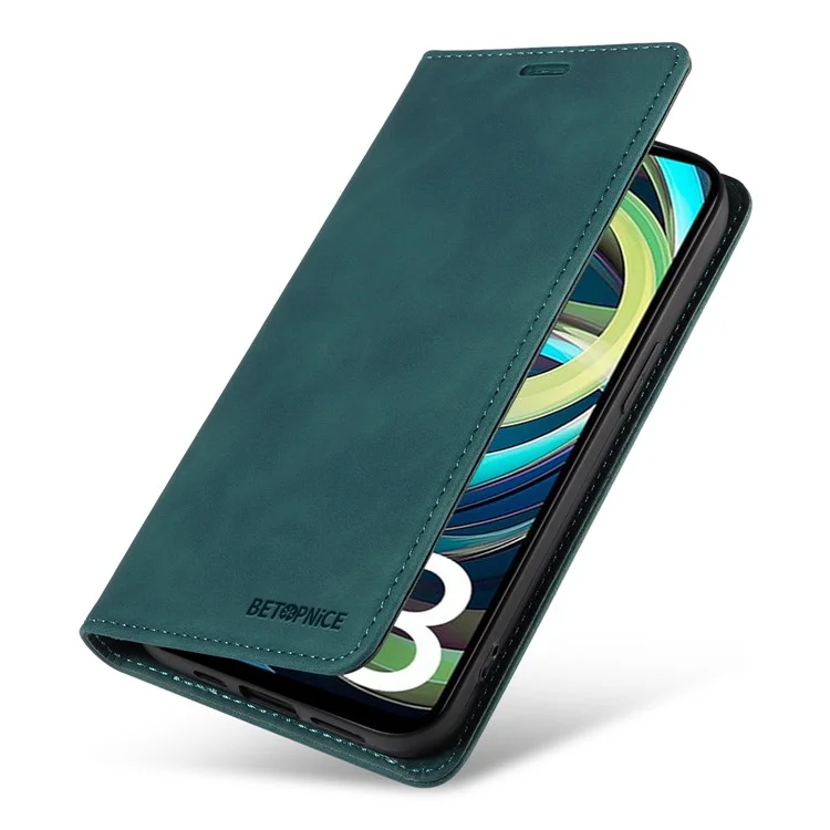 BETOPNICE 003 per Xiaomi Redmi A3 / Poco C61 4G Custodia RFID Blocking Wallet in pelle+TPU Protezione del telefono - Verde