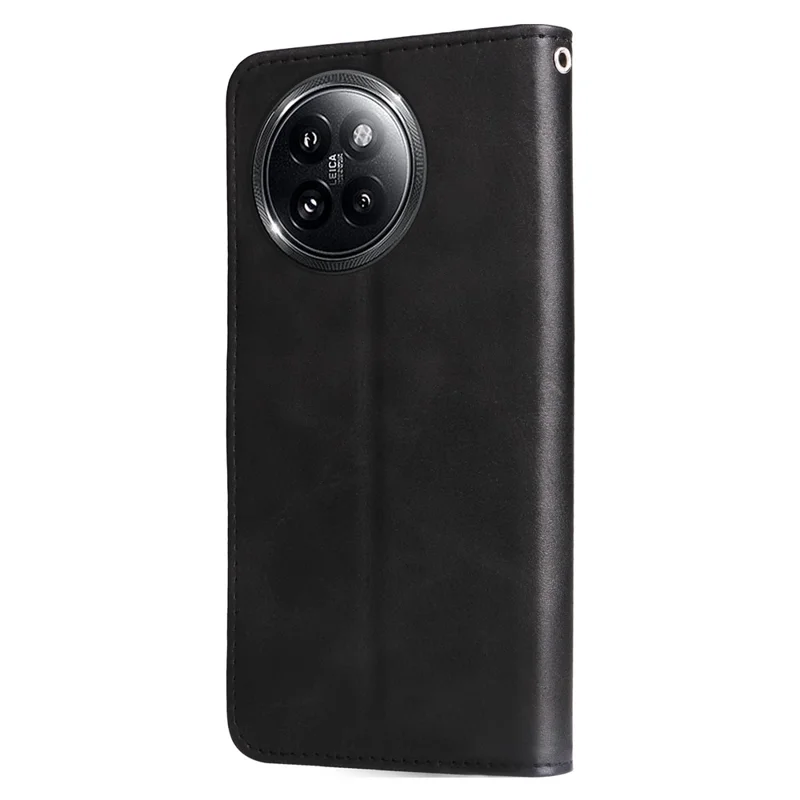 For Xiaomi Civi 4 Pro 5G / 14 Civi 5G Case Stand Calf Texture Anti-Dust Phone Cover with Zipper Pocket - Black