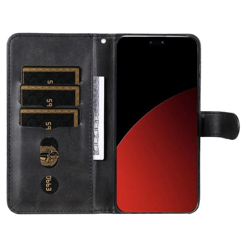 For Xiaomi Civi 4 Pro 5G / 14 Civi 5G Case Stand Calf Texture Anti-Dust Phone Cover with Zipper Pocket - Black