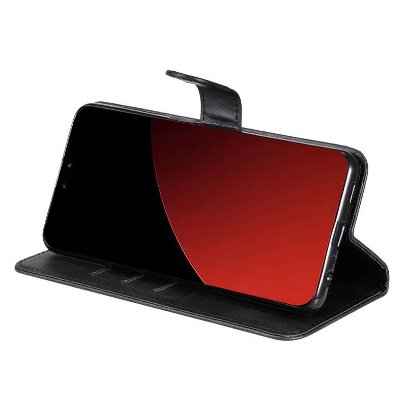 For Xiaomi Civi 4 Pro 5G / 14 Civi 5G Case Stand Calf Texture Anti-Dust Phone Cover with Zipper Pocket - Black