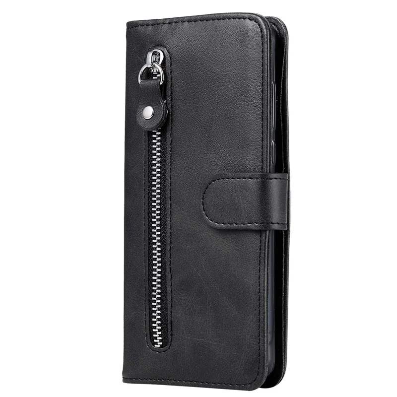 For Xiaomi Civi 4 Pro 5G / 14 Civi 5G Case Stand Calf Texture Anti-Dust Phone Cover with Zipper Pocket - Black