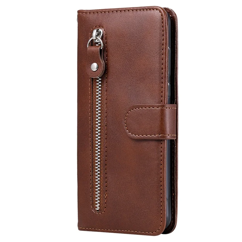 For Xiaomi 14 Ultra Case Calf Texture Zipper Wallet PU Leather Protective Phone Cover - Brown