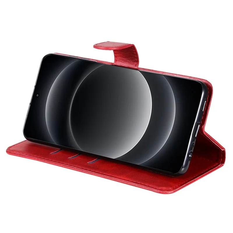 For Xiaomi 14 Ultra Case Calf Texture Zipper Wallet PU Leather Protective Phone Cover - Red