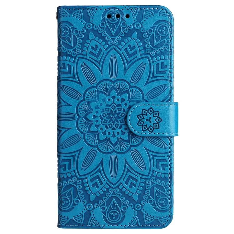 Para Samsung Galaxy M55 5G / C55 5G / F55 5G Funda de Piel Billetera Soporte Girasol Cubierta de Teléfono - Azul