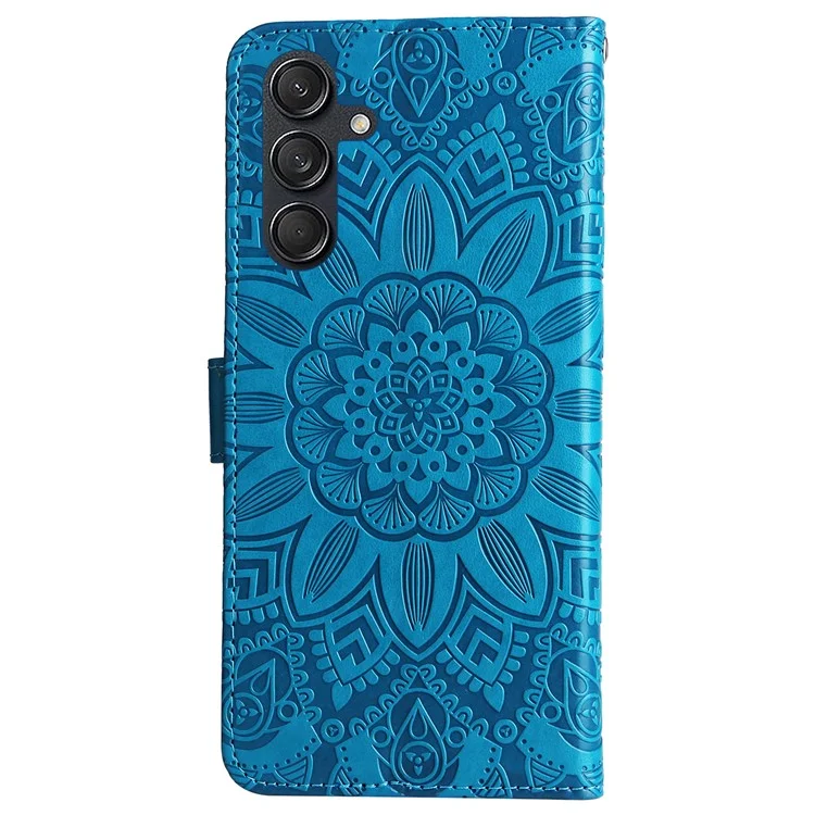 Para Samsung Galaxy M55 5G / C55 5G / F55 5G Funda de Piel Billetera Soporte Girasol Cubierta de Teléfono - Azul