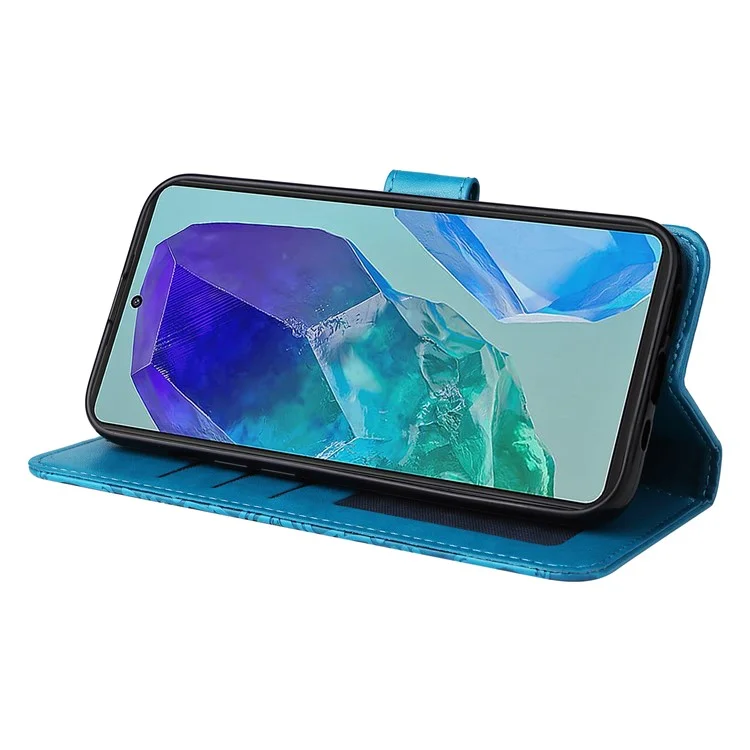 Para Samsung Galaxy M55 5G / C55 5G / F55 5G Funda de Piel Billetera Soporte Girasol Cubierta de Teléfono - Azul