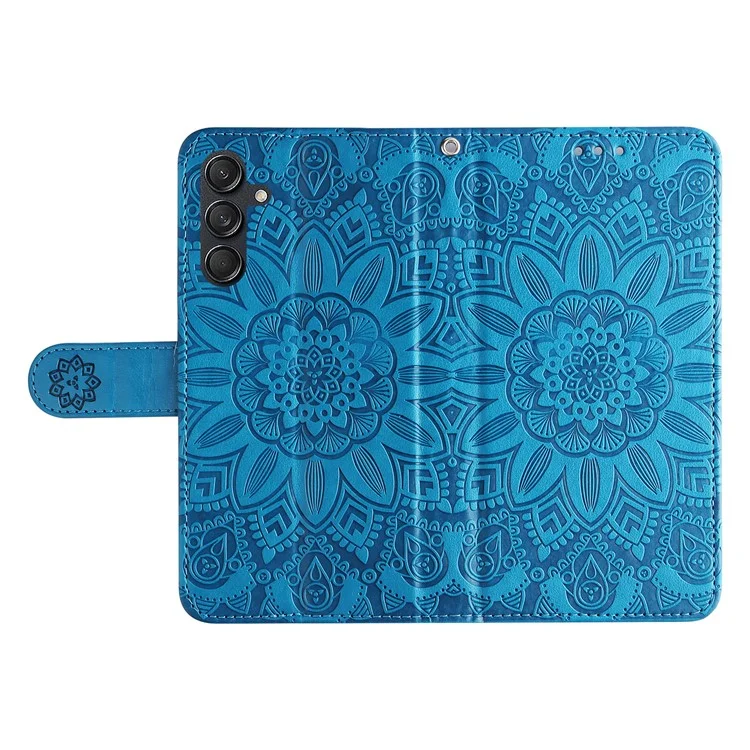 Para Samsung Galaxy M55 5G / C55 5G / F55 5G Funda de Piel Billetera Soporte Girasol Cubierta de Teléfono - Azul