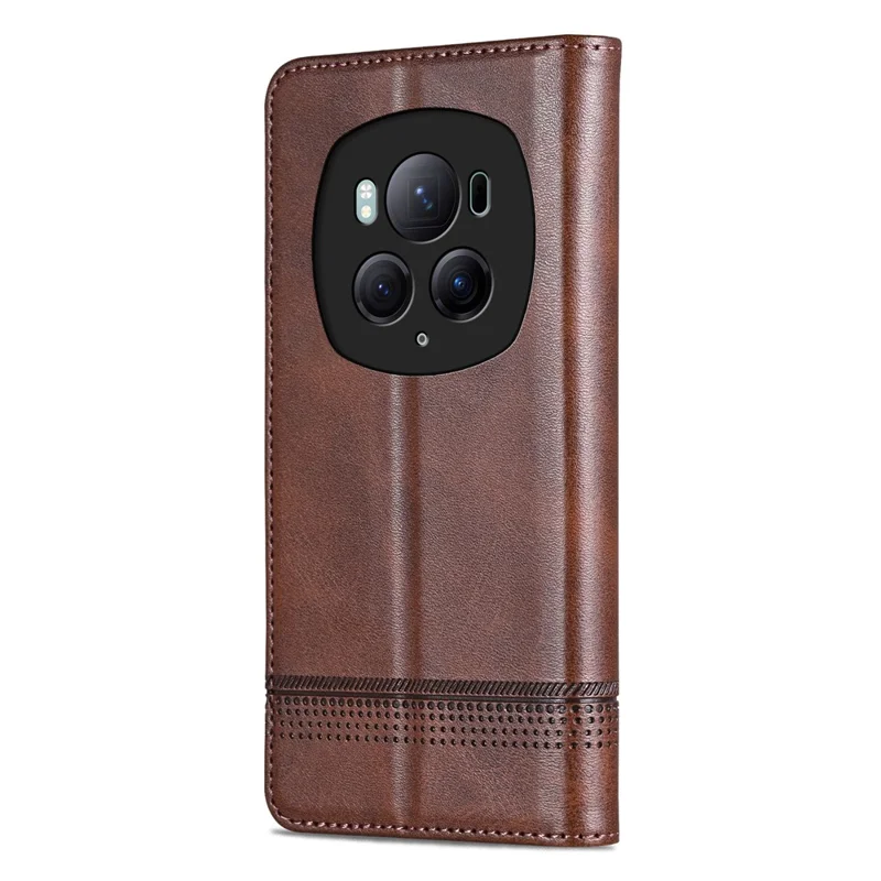 AZNS For Honor Magic6 Pro 5G Magnetic Case Cowhide Texture Leather Phone Stand Cover - Coffee
