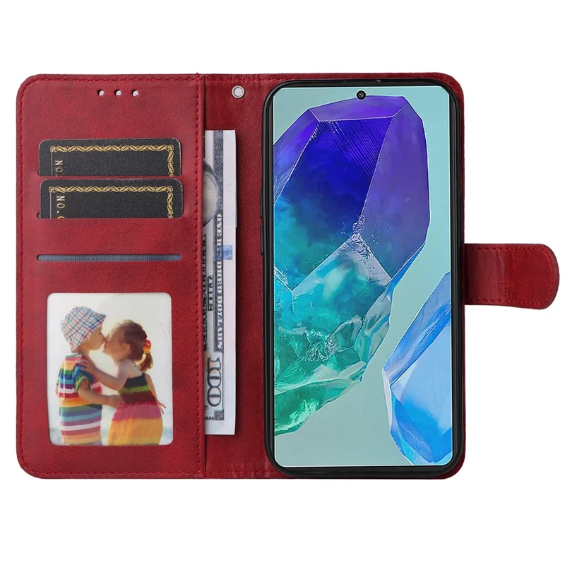 For Samsung Galaxy M55 5G / C55 5G / F55 5G Leather Case with 3 Card Slots Holder Mobile Phone Cover - Red