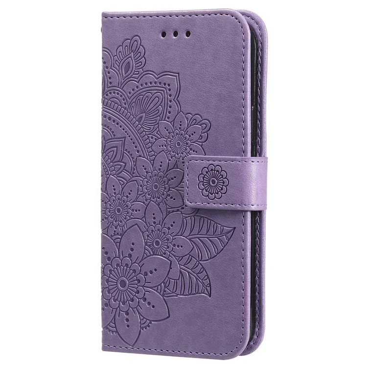 Para Samsung Galaxy M55 5G / C55 5G / F55 5G Funda Flor Estampada Funda de Teléfono de Cuero - Púrpura