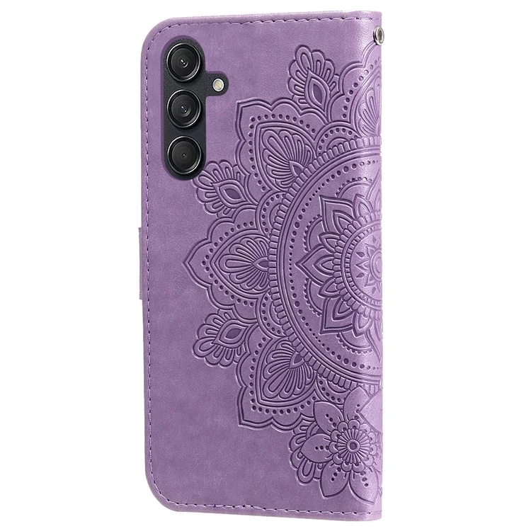 Para Samsung Galaxy M55 5G / C55 5G / F55 5G Funda Flor Estampada Funda de Teléfono de Cuero - Púrpura