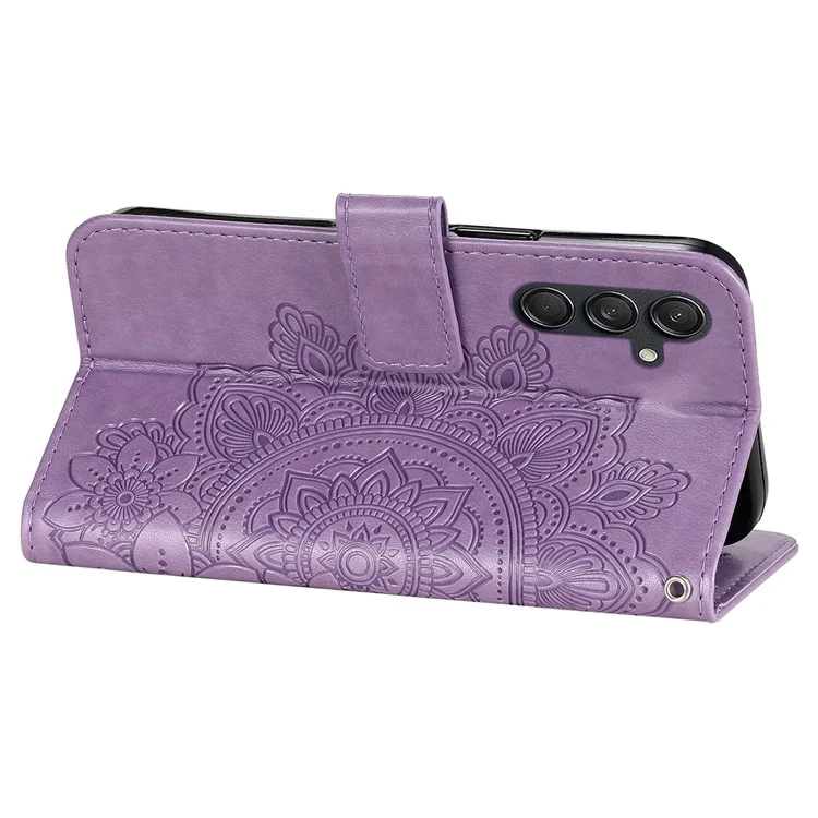 Para Samsung Galaxy M55 5G / C55 5G / F55 5G Funda Flor Estampada Funda de Teléfono de Cuero - Púrpura