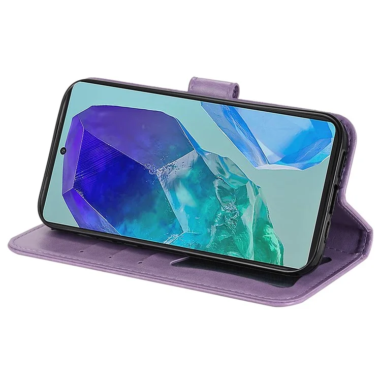 Para Samsung Galaxy M55 5G / C55 5G / F55 5G Funda Flor Estampada Funda de Teléfono de Cuero - Púrpura