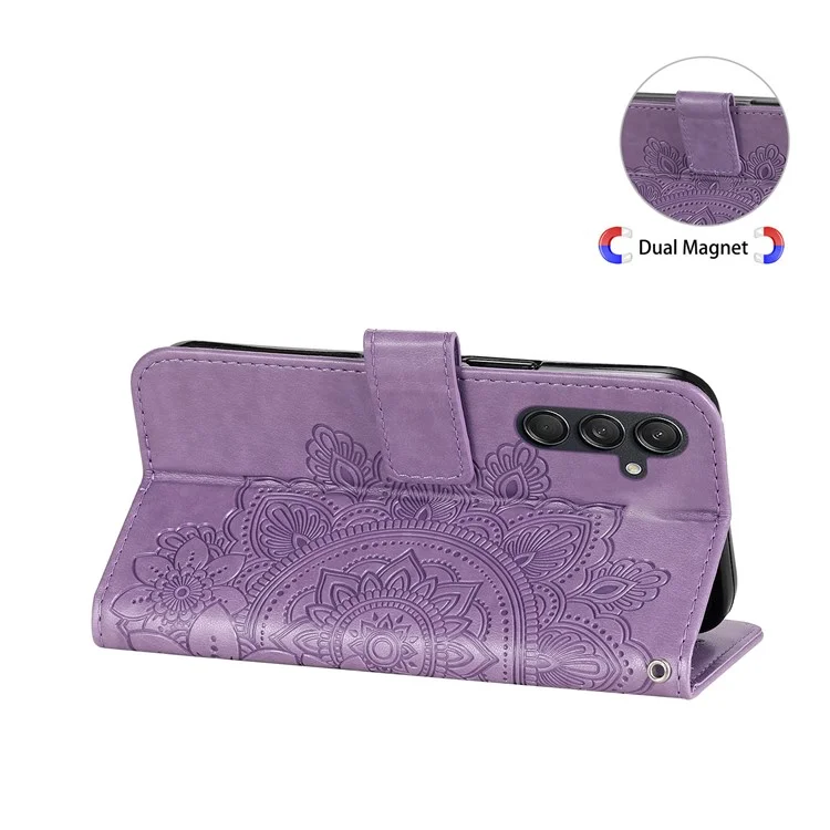 Para Samsung Galaxy M55 5G / C55 5G / F55 5G Funda Flor Estampada Funda de Teléfono de Cuero - Púrpura