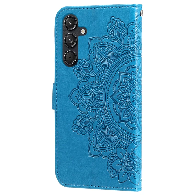 For Samsung Galaxy M55 5G / C55 5G / F55 5G Case Floral Pattern PU Leather Wallet Stand Phone Cover - Blue
