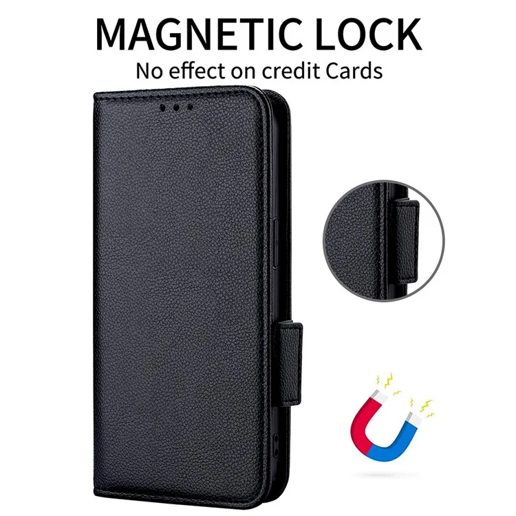 For Sony Xperia 1 VI Case with Wrist Strap Litchi Texture PU Leather Wallet Phone Cover - Black
