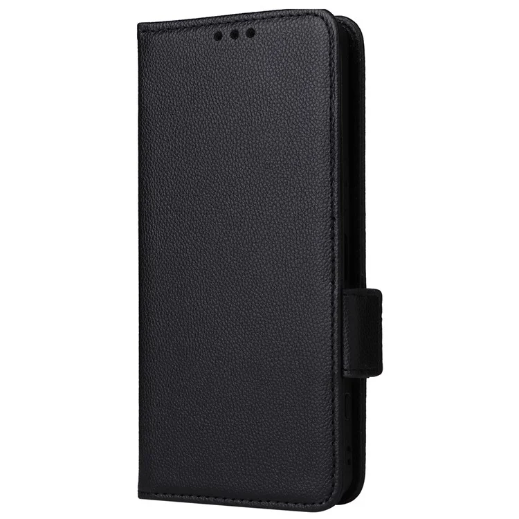 For Sony Xperia 1 VI Case with Wrist Strap Litchi Texture PU Leather Wallet Phone Cover - Black