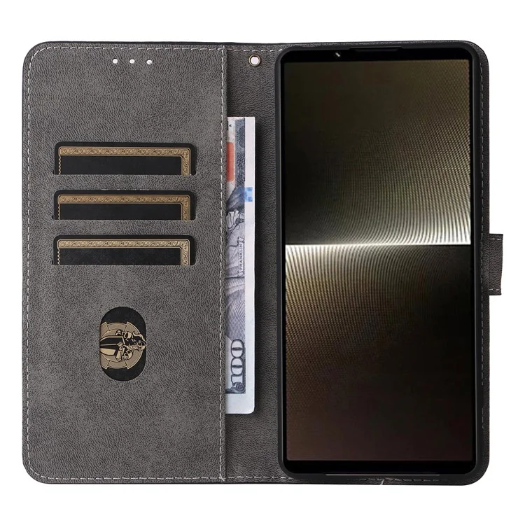 For Sony Xperia 1 VI Leather Case RFID Blocking Wallet Cover with Wrist Strap - Black