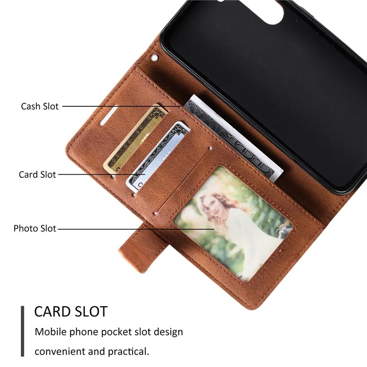Für Samsung Galaxy S23 Case Bedruckte Linien Lederhülle mit Brieftasche Ständer - Braun