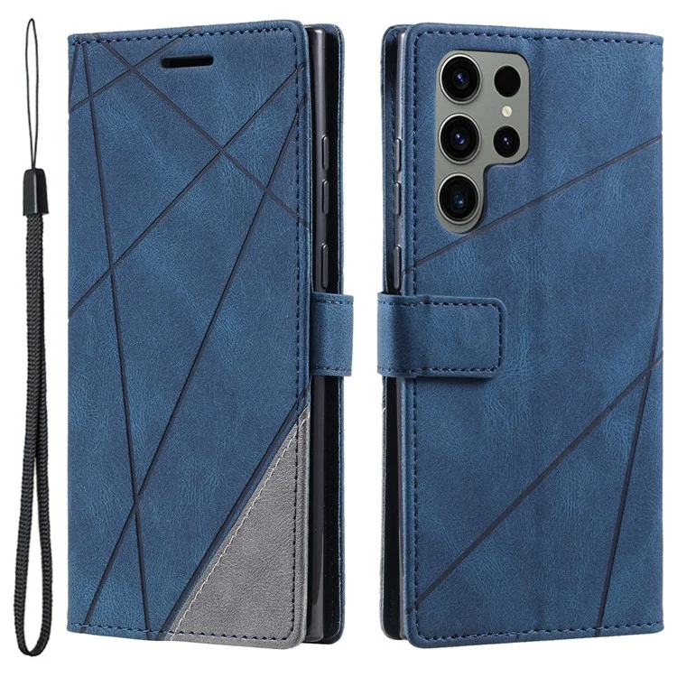 For Samsung Galaxy S24 Ultra Case PU Leather Skin-touch Phone Wallet Cover with Magnetic Clasp - Blue