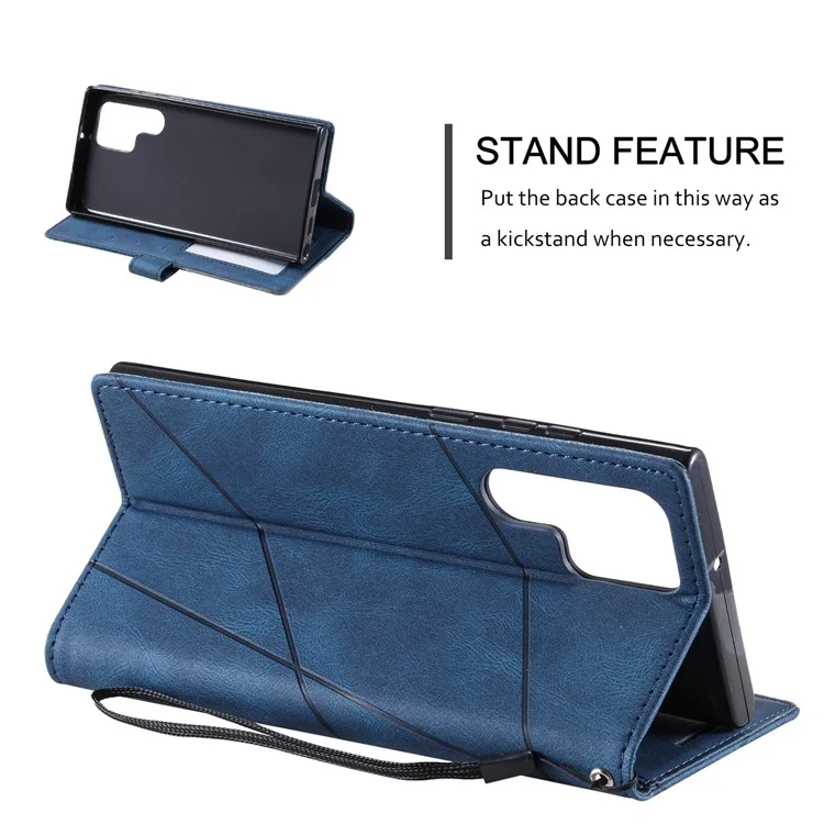 For Samsung Galaxy S24 Ultra Case PU Leather Skin-touch Phone Wallet Cover with Magnetic Clasp - Blue