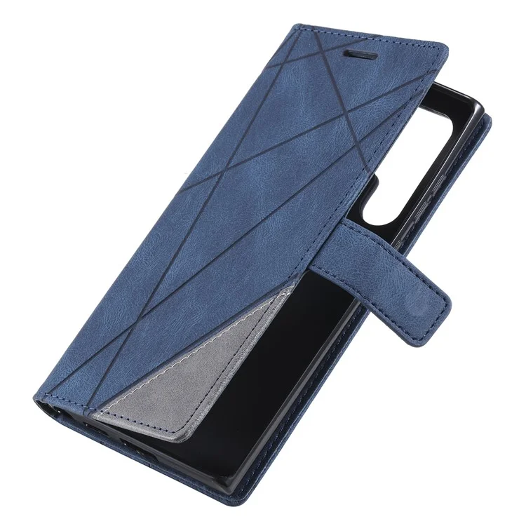 For Samsung Galaxy S24 Ultra Case PU Leather Skin-touch Phone Wallet Cover with Magnetic Clasp - Blue