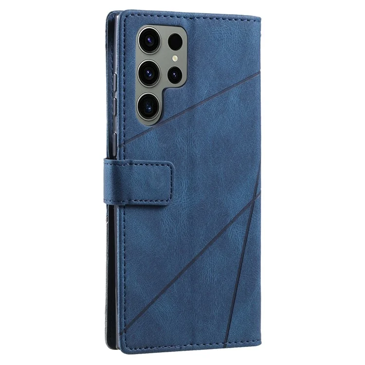 For Samsung Galaxy S24 Ultra Case PU Leather Skin-touch Phone Wallet Cover with Magnetic Clasp - Blue