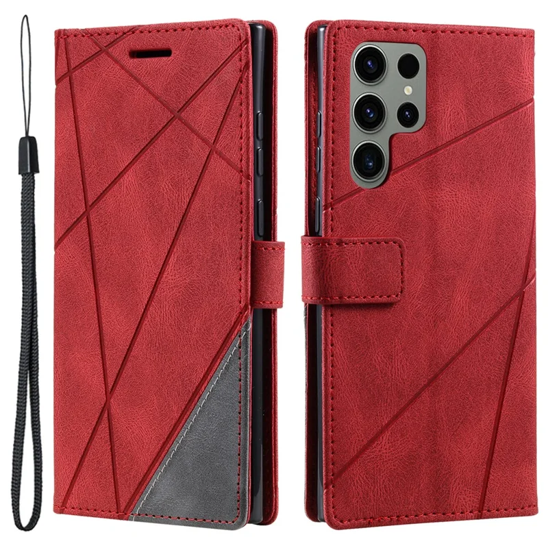 For Samsung Galaxy S24 Ultra Case PU Leather Skin-touch Phone Wallet Cover with Magnetic Clasp - Red