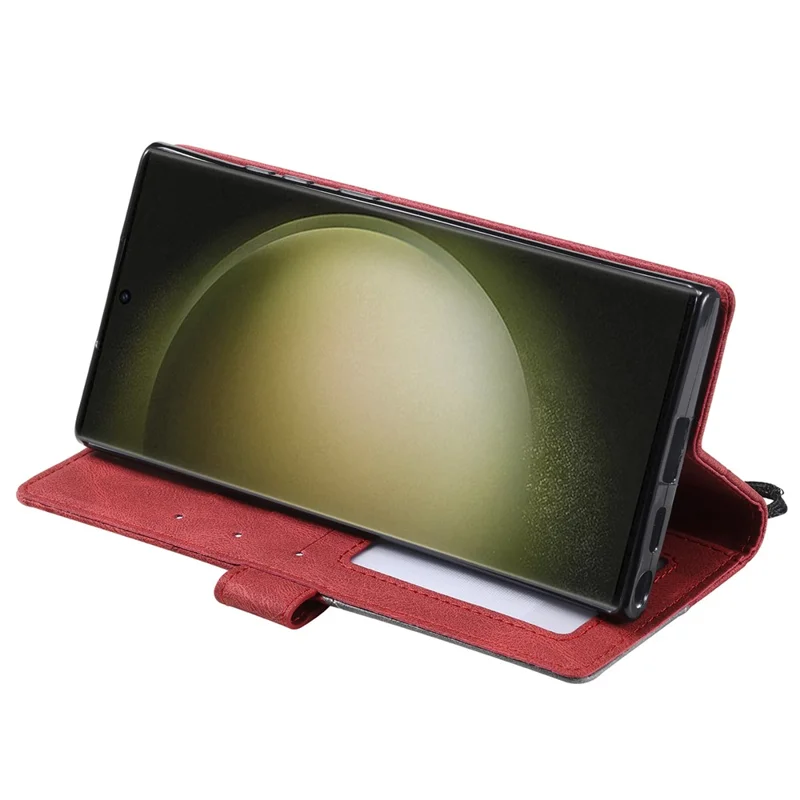 For Samsung Galaxy S24 Ultra Case PU Leather Skin-touch Phone Wallet Cover with Magnetic Clasp - Red