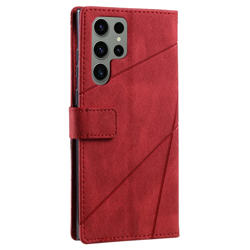 For Samsung Galaxy S24 Ultra Case PU Leather Skin-touch Phone Wallet Cover with Magnetic Clasp - Red