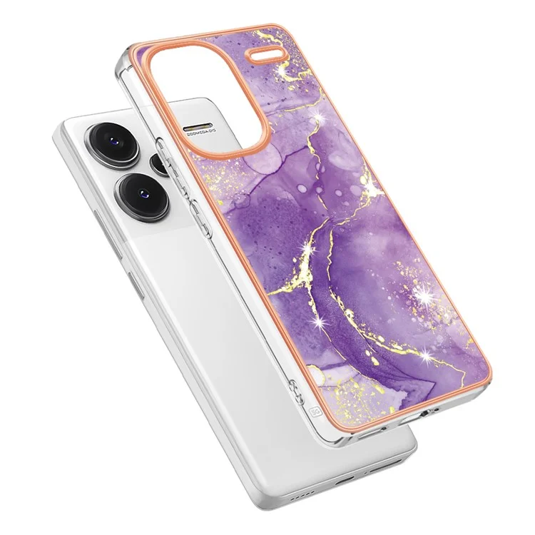 Серия YB IMD-2 для Xiaomi Redmi Note 13 Pro+ 5G TPU Чехол с мраморным узором, противоударный чехол для телефона - Фиолетовый 002