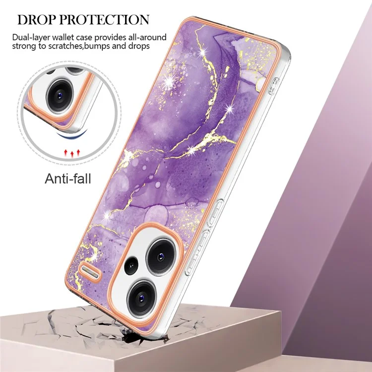 Серия YB IMD-2 для Xiaomi Redmi Note 13 Pro+ 5G TPU Чехол с мраморным узором, противоударный чехол для телефона - Фиолетовый 002
