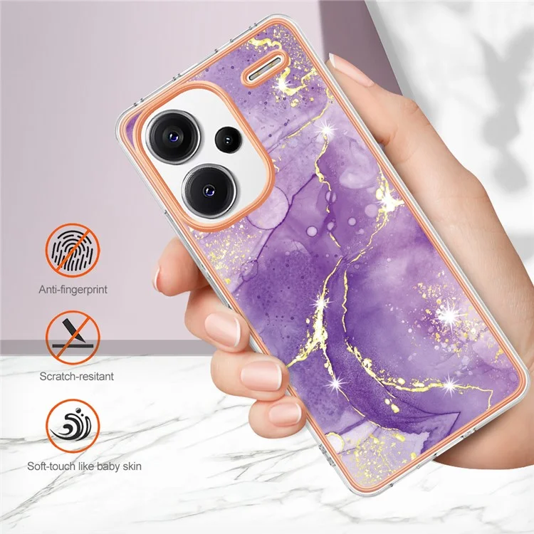 Серия YB IMD-2 для Xiaomi Redmi Note 13 Pro+ 5G TPU Чехол с мраморным узором, противоударный чехол для телефона - Фиолетовый 002