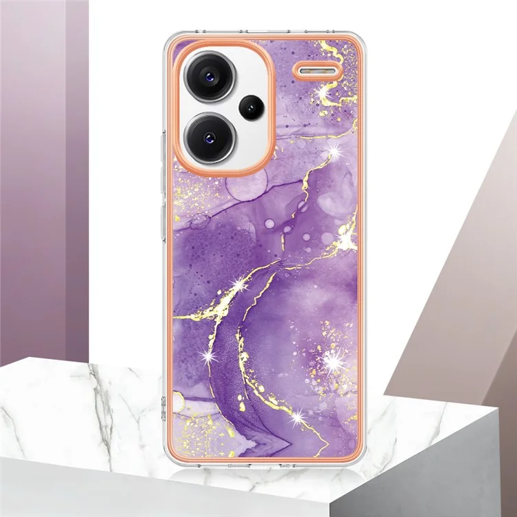 Серия YB IMD-2 для Xiaomi Redmi Note 13 Pro+ 5G TPU Чехол с мраморным узором, противоударный чехол для телефона - Фиолетовый 002