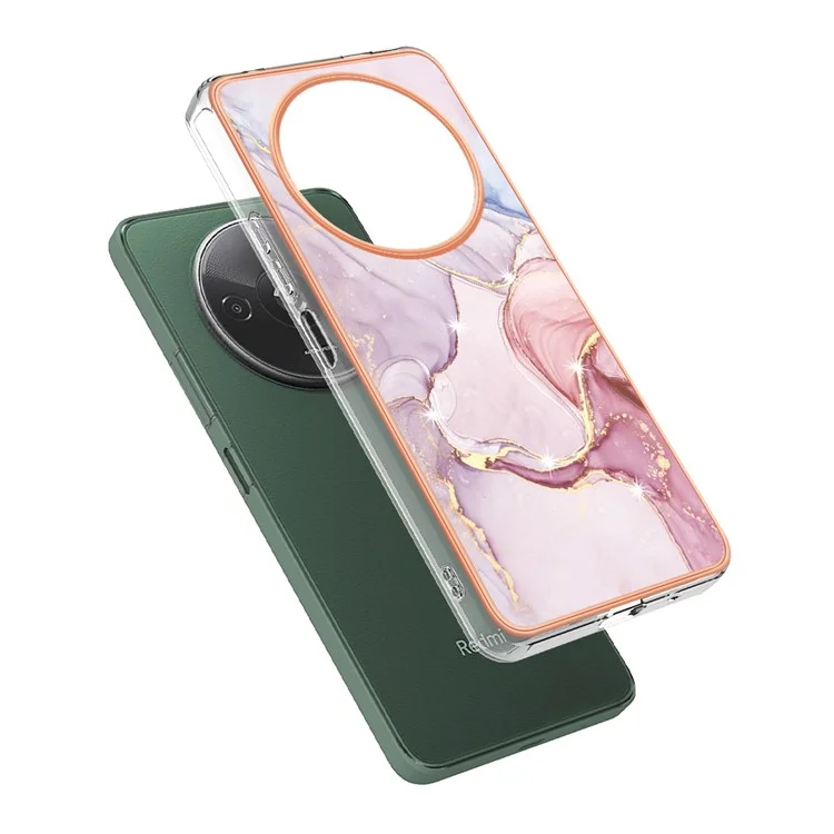 YB IMD Series-2 Für Xiaomi Redmi A3 / Poco C61 4G Hülle Marmorstruktur IMD TPU Handyhülle - Rose Gold 005