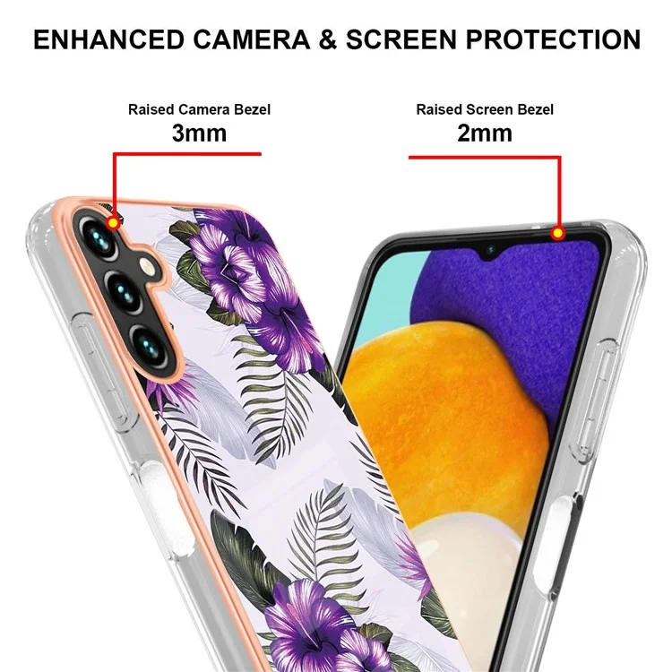 For Samsung Galaxy A55 5G Case with IMD Marble Flower Pattern TPU Mobile Back Cover  - Purple Flower