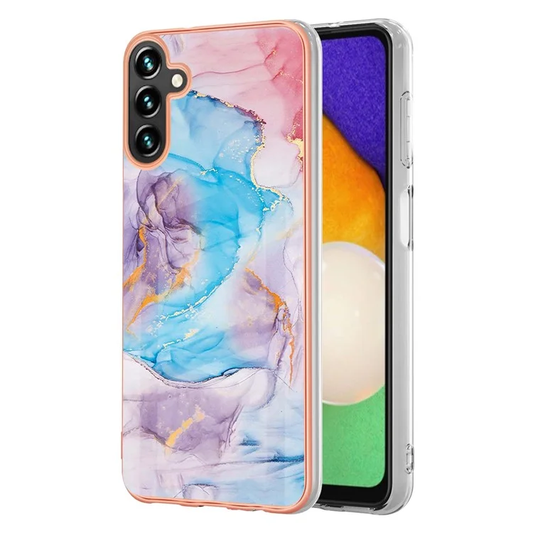 YB IMD Serie-1 Custodia per Samsung Galaxy A35 5G Caso Elettroplaccatura Modello IMD TPU Shell del Telefono - Milky Way Marble Blue