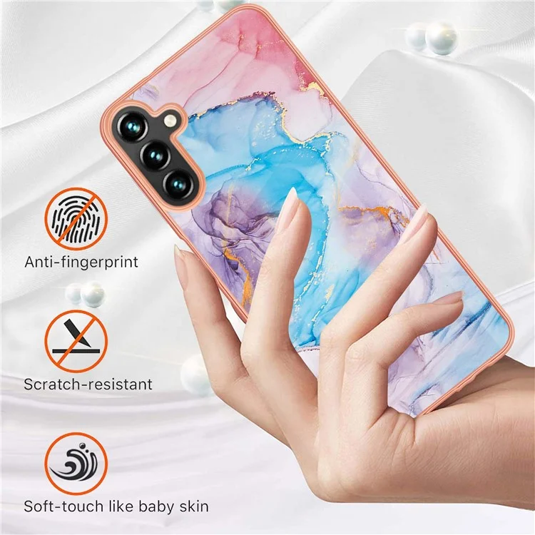 YB IMD Serie-1 Custodia per Samsung Galaxy A35 5G Caso Elettroplaccatura Modello IMD TPU Shell del Telefono - Milky Way Marble Blue