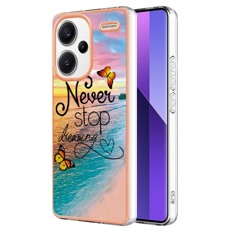 For Xiaomi Redmi Note 13 Pro+ 5G Case with IMD Marble Flower Pattern TPU Mobile Back Cover  - Never Stop Dreaming