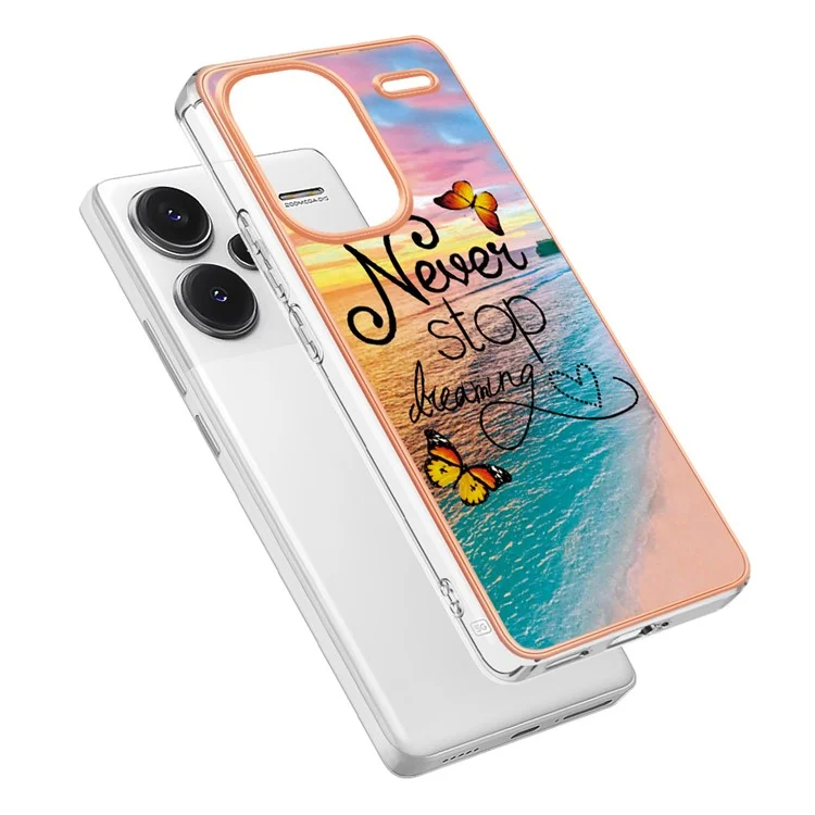 For Xiaomi Redmi Note 13 Pro+ 5G Case with IMD Marble Flower Pattern TPU Mobile Back Cover  - Never Stop Dreaming