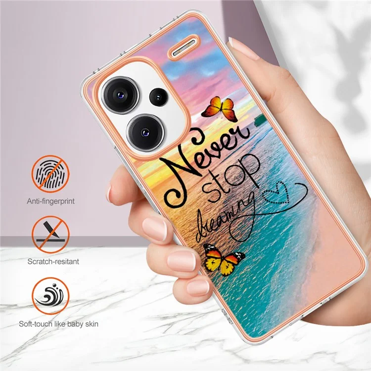 For Xiaomi Redmi Note 13 Pro+ 5G Case with IMD Marble Flower Pattern TPU Mobile Back Cover  - Never Stop Dreaming