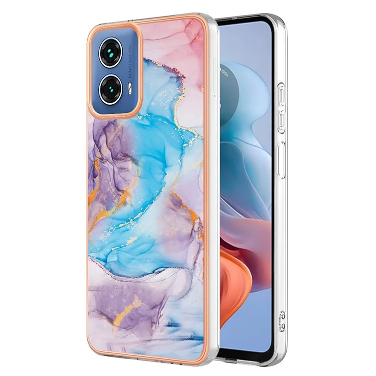 YB IMD Series-1 für Motorola Moto G45 5G / G34 5G Slim Case Electroplating Soft TPU Handyhülle - Milky Way Marmorblau