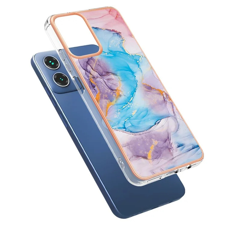 YB IMD Series-1 für Motorola Moto G45 5G / G34 5G Slim Case Electroplating Soft TPU Handyhülle - Milky Way Marmorblau